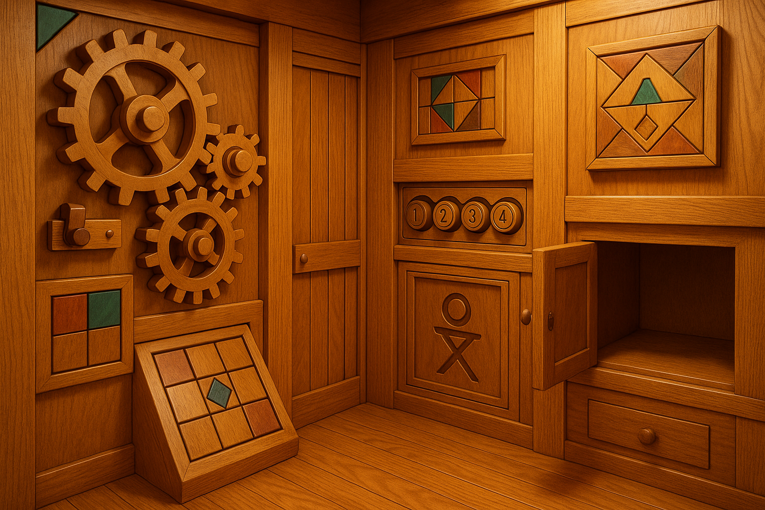 密室逃脱木工定制图，色调明亮一点