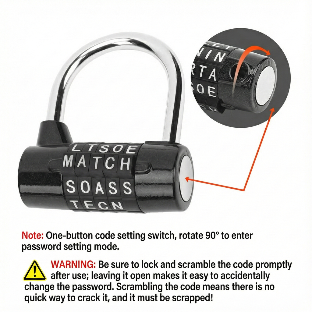 5-Letter Word Combination Padlock - Resettable Alphabet Lock(BE109)