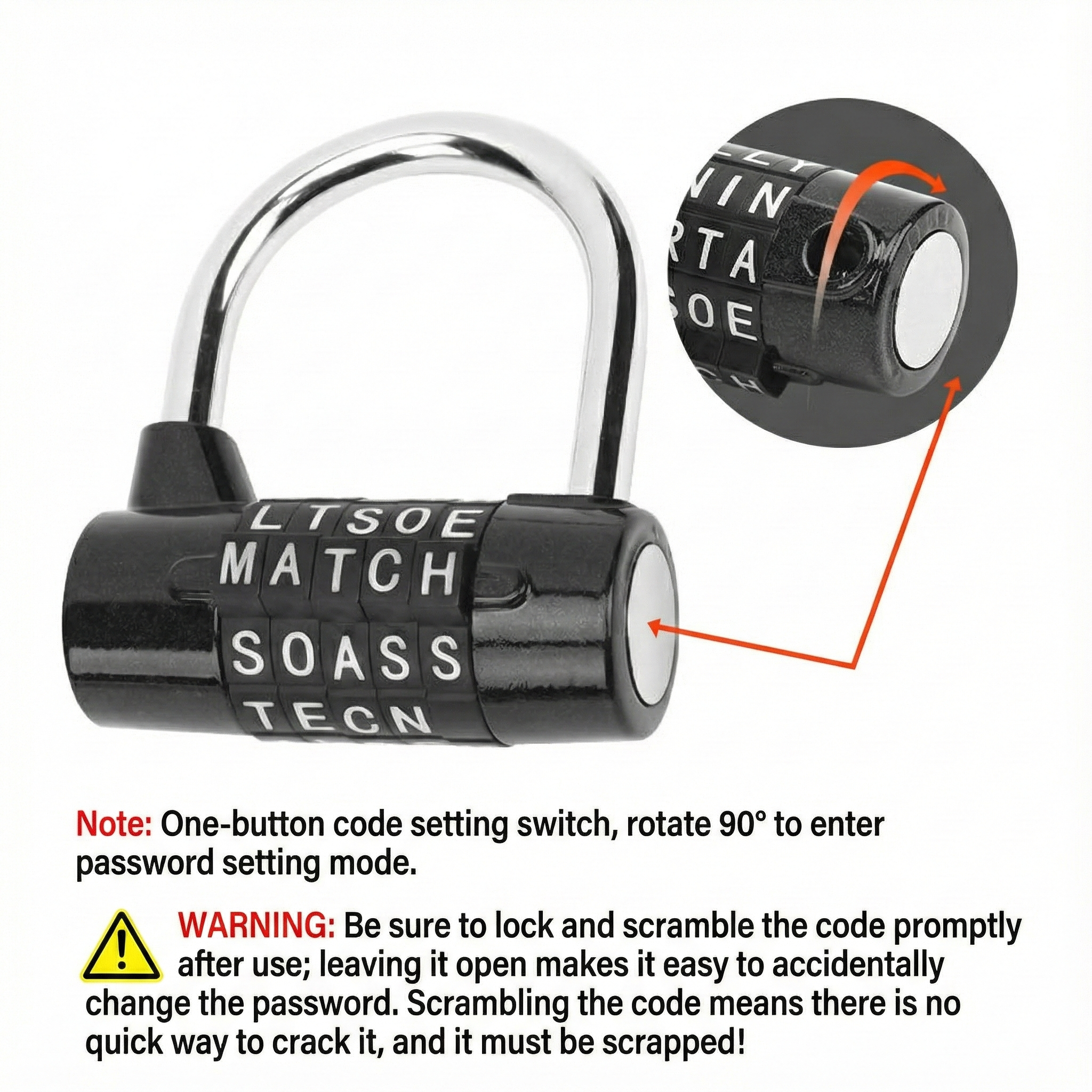 5-Letter Word Combination Padlock - Resettable Alphabet Lock(BE109)